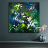Modern statement abstract artwork in forest colours for luxury interior design