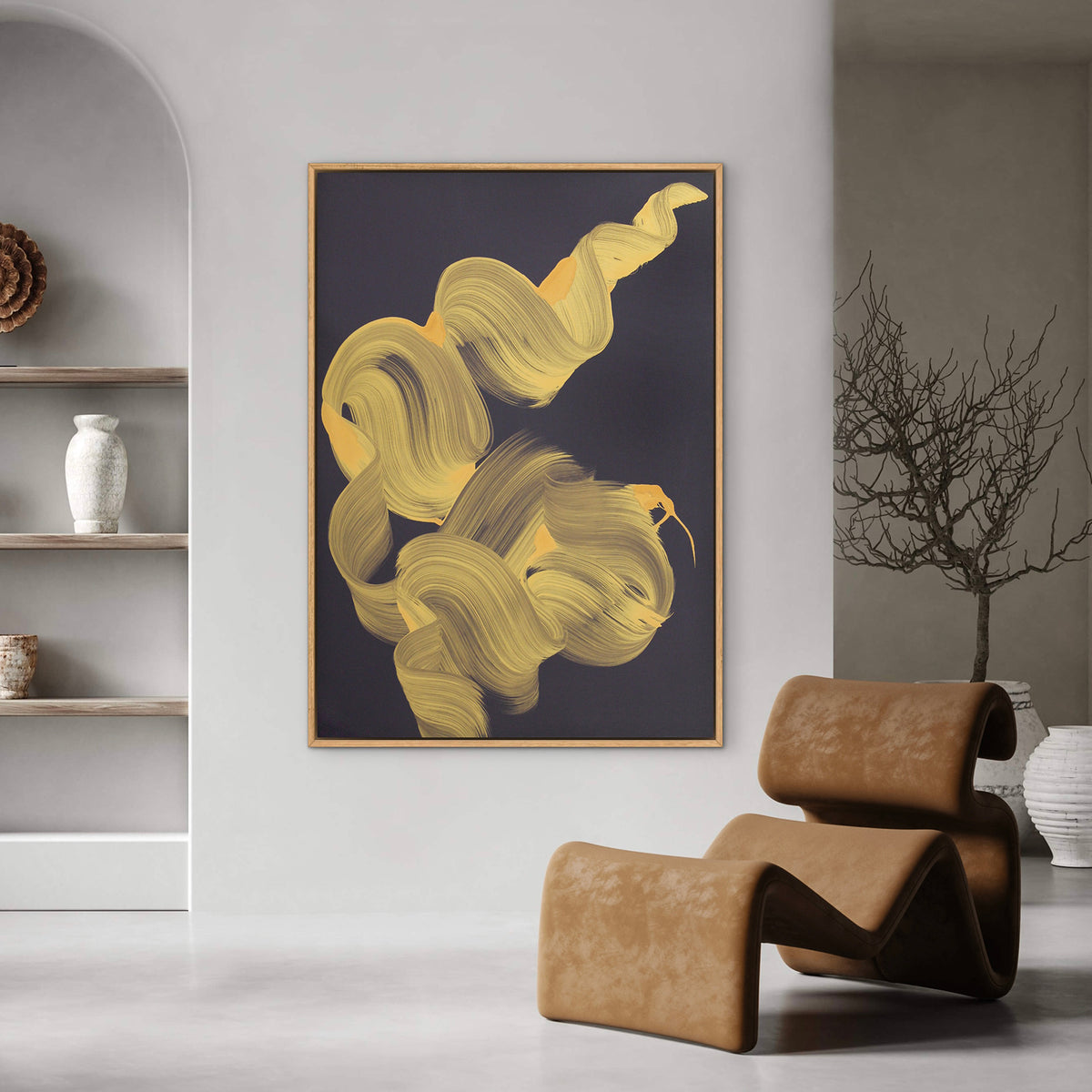 luxury gold abstract painting for bedroom
