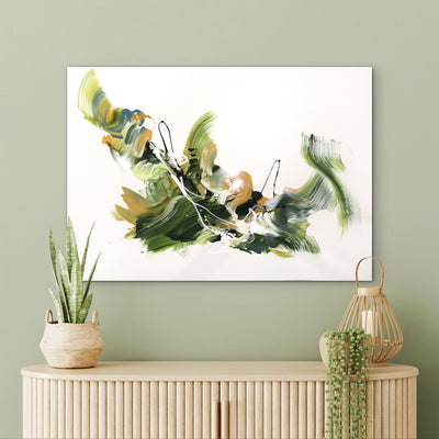 Held by Pale Light by Paresh Nrshinga, pale green, grey and white abstract painting, artwork photograph
