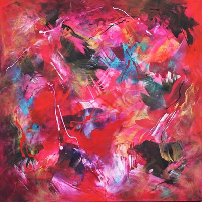Dancing Hues II, original abstract painting by Paresh Nrshinga.