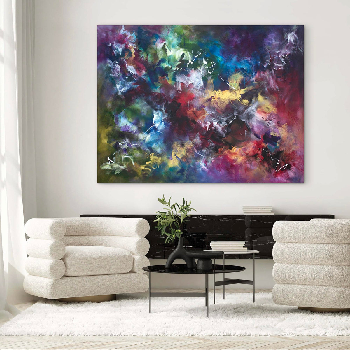 modern oversized abstract artwork for office or reception area