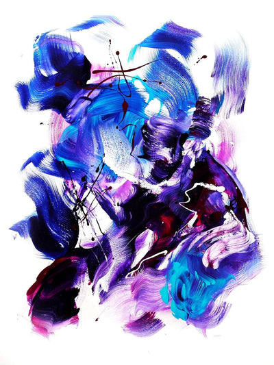 Dreamcatching, original Blue, Teal abstract painting by Paresh Nrshinga.