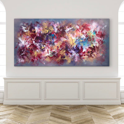 Dreams In Motion, original Red abstract painting by Paresh Nrshinga.