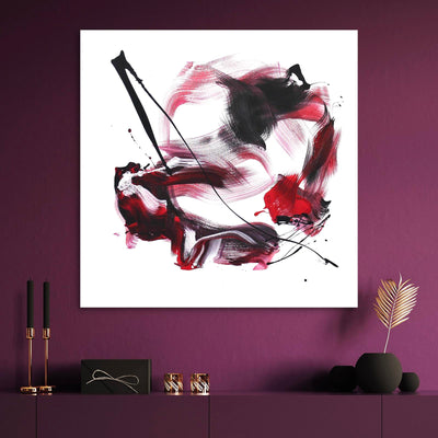 Edge Of Silence, original Black, Crimson, Red abstract painting by Paresh Nrshinga.