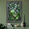Emerald Veil, original Black, Charcoal, Emerald abstract painting by Paresh Nrshinga displayed in a contemporary interior.