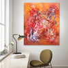 Enchanted Spring, original Orange abstract painting by Paresh Nrshinga displayed in a contemporary interior.