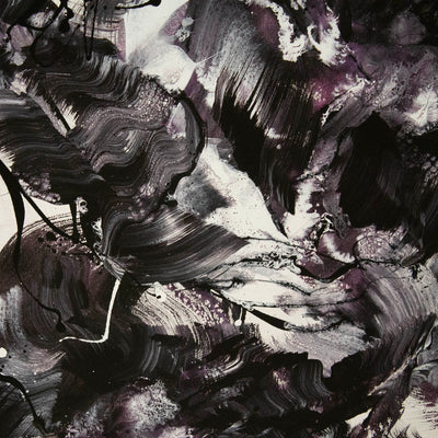 Modern abstract art in deep purple and white contrast