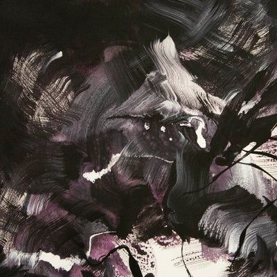 Striking monochrome abstract art with bold brushstrokes, dark and light tones creating a captivating visual composition.