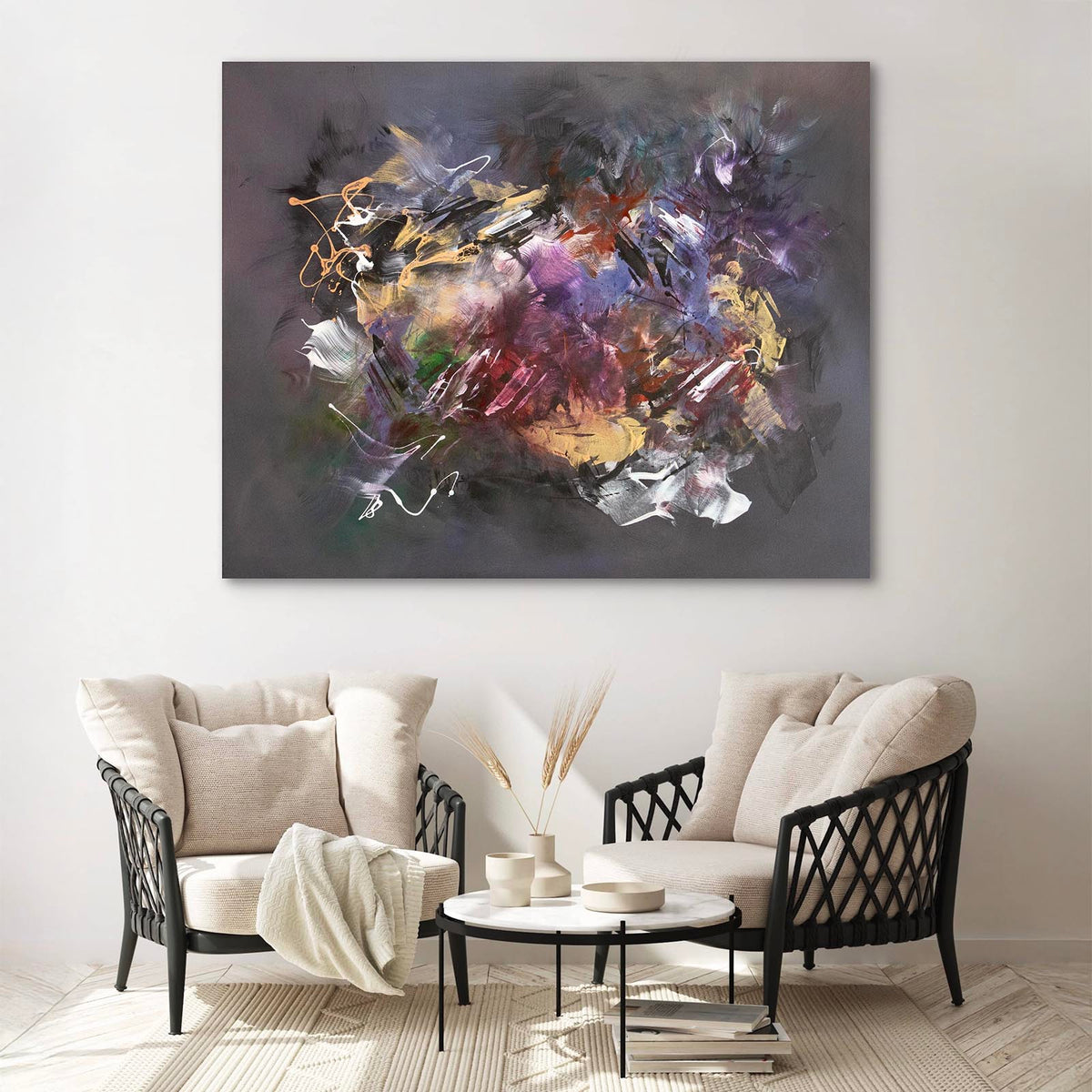 Modern fluid art on canvas, British artist original, perfect for stylish home decor