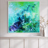 extra large canvas wall art, buy large artwork, modern paintings for office, Emerald Waves 100x100cm - Paresh Nrshinga Abstract Art