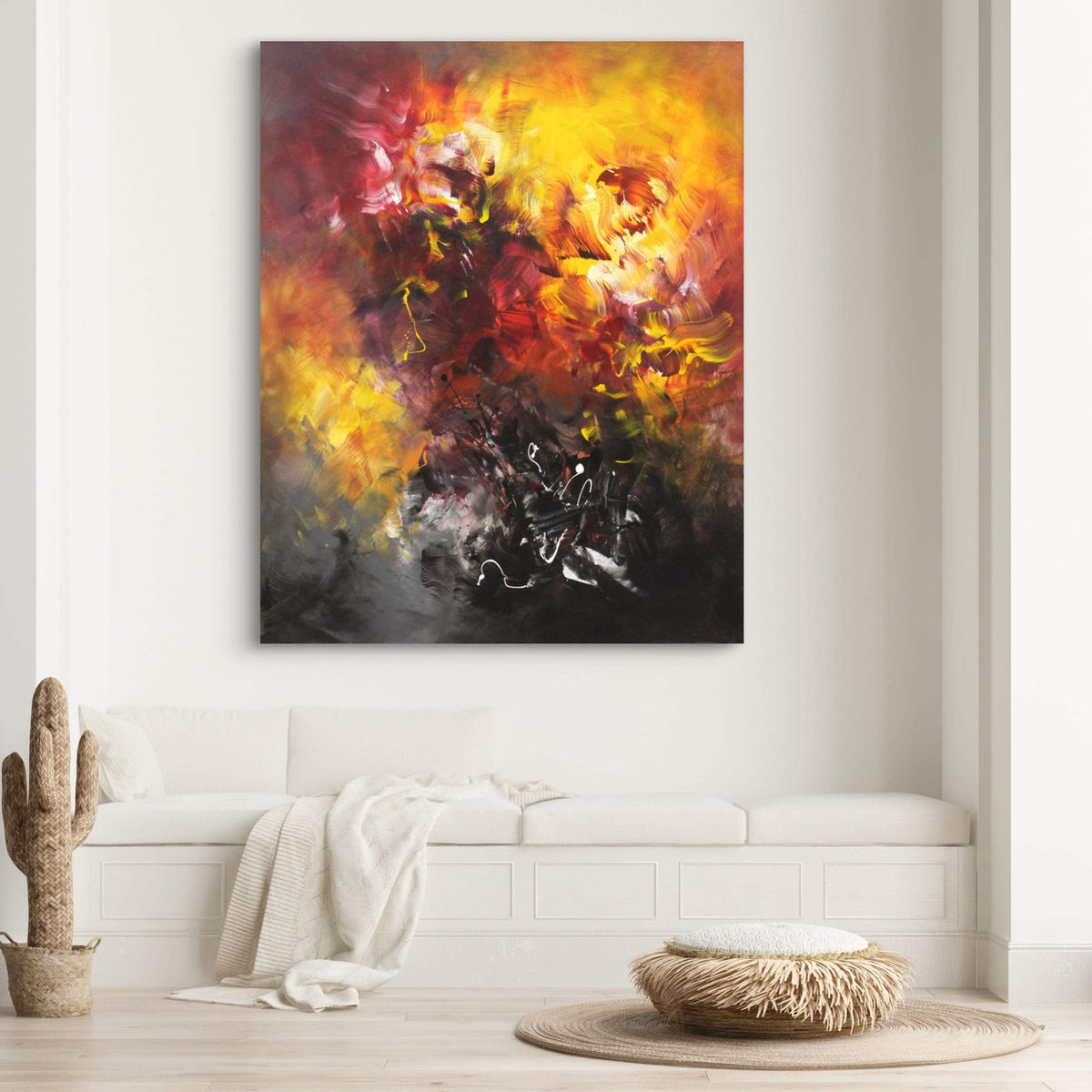 Oversized original painting for modern homes, The Light 44"x55" - Paresh Nrshinga Abstract Art