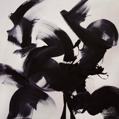 Modern minimalist abstract canvas art in black and white for luxury interior design