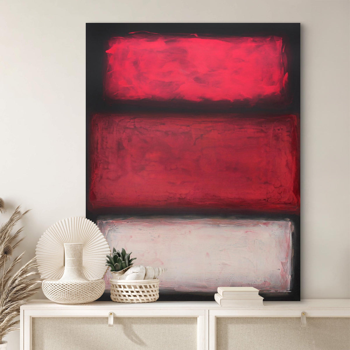 Fall in Paris, original Red abstract painting by Paresh Nrshinga.