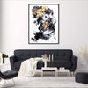 Golden Dust, original Black, White abstract painting by Paresh Nrshinga displayed in a contemporary interior.