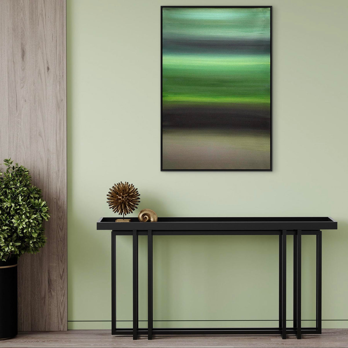 original green abstract painting Echoes Of Spring on canvas