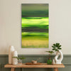 large green abstract painting with soft horizontal bands for modern living room