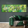 extra large canvas wall art, buy large artwork, modern paintings for office, Emerald Symphony 24”x80” - Paresh Nrshinga Abstract Art paintings