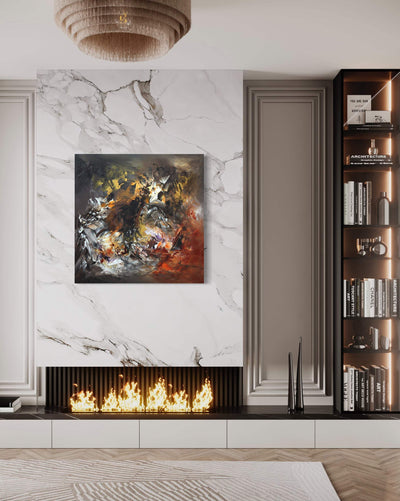 Expansive Abstract Artwork | Vibrant Large Canvas Painting in Contemporary Living Room