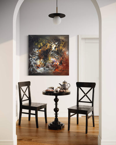 Into The Light by Paresh Nrshinga, colourful abstract painting with expressive brushstrokes