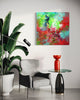 red and green abstract painting 