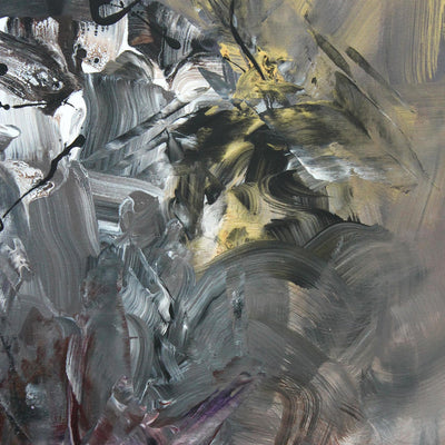 Taupe Abstract Art | Mocha Symphony 100x130cm - Vibrant acrylic painting with bold brushstrokes and abstract floral motifs.