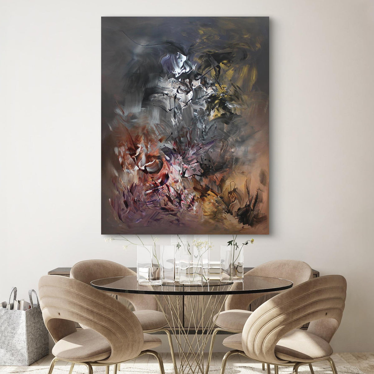 Mocha Symphony | Abstract Floral Art | Captivating modern painting for minimalist home decor