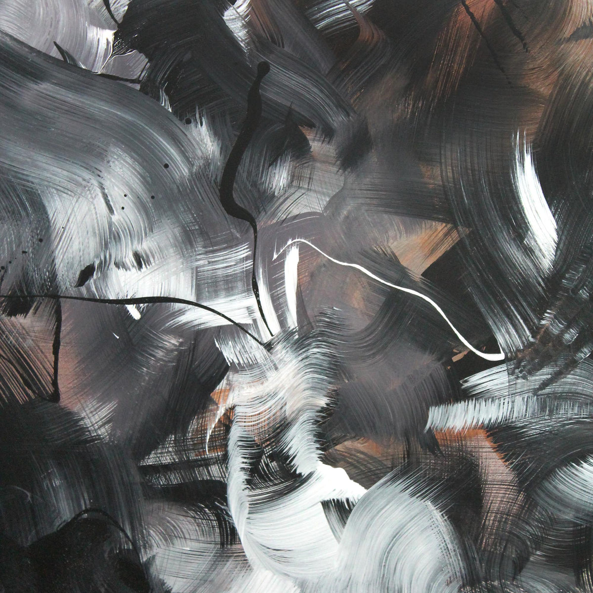 Chromatic Symphony by Paresh Nrshinga, abstract painting in black, white and copper