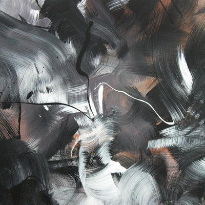 Chromatic Symphony by Paresh Nrshinga, abstract painting in black, white and copper