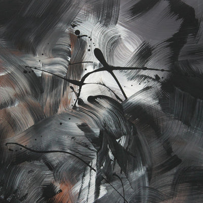 Chromatic Symphony - Monochrome abstract painting with intricate brushstrokes and swirling patterns