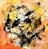 large orange abstract painting on canvas for contemporary living room