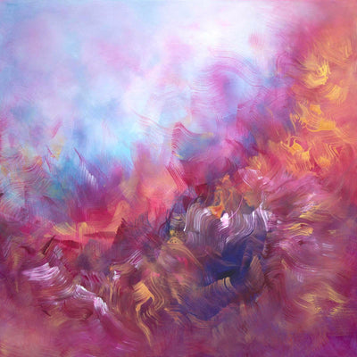 Whispers Of Light by Paresh Nrshinga, rose, magenta and violet abstract painting, original canvas view