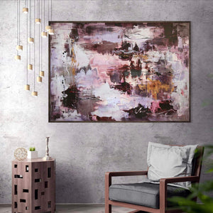 Ancient Temples 34”x48” - Paresh Nrshinga Abstract Art extra large modern art for sale, mocha mousse color painting, abstract paintings for living room, large canvas art