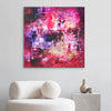 large colourful abstract painting inspired by city lights