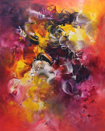 oversized red and yellow abstract wall art- Paresh Nrshinga Abstract Art