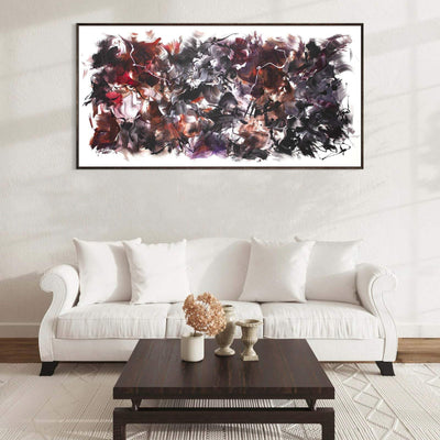 Statement long format abstract painting for sofa wall