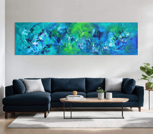 Aqua Dreamscape 24”x90” - Paresh Nrshinga Abstract Art