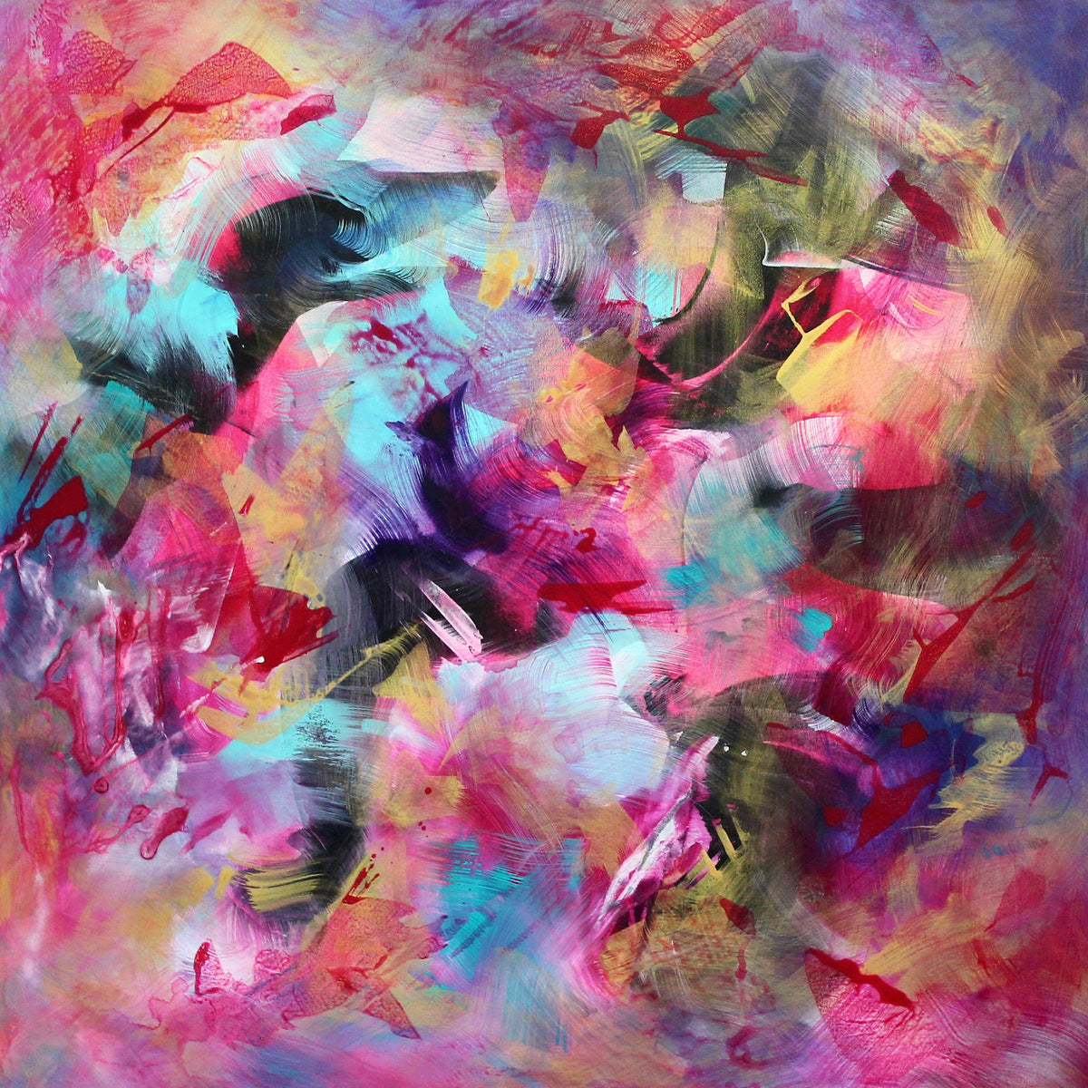 Contemporary abstract wall art with vibrant layered colours