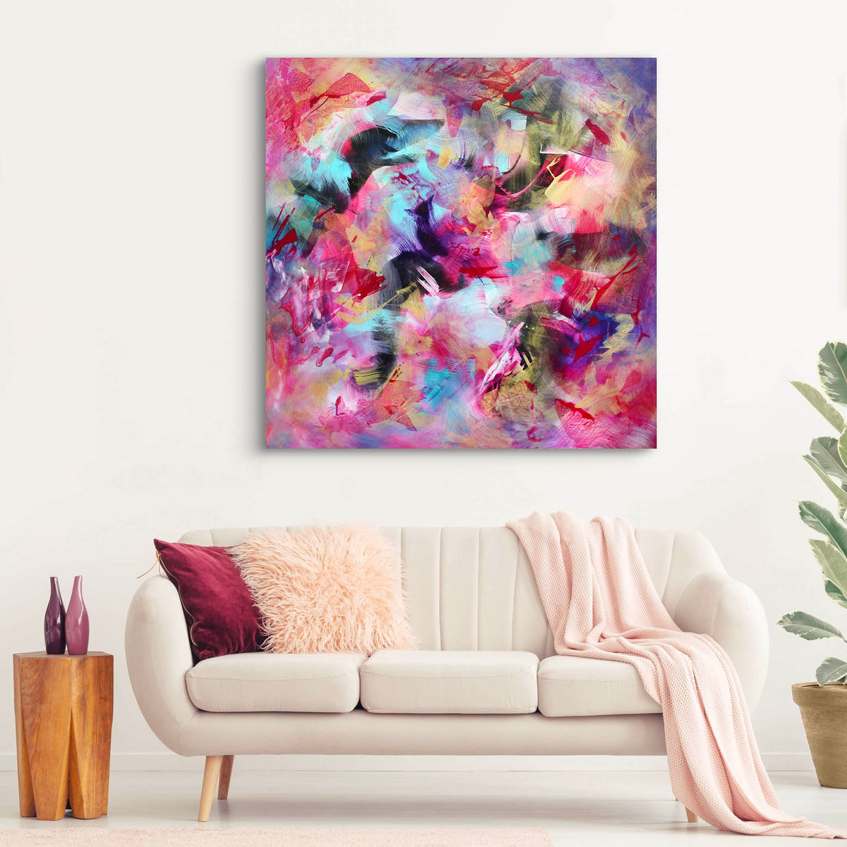 Statement abstract artwork for minimalist interior design