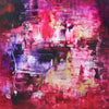 London Lights, original Crimson, Gold, Pink abstract painting by Paresh Nrshinga.