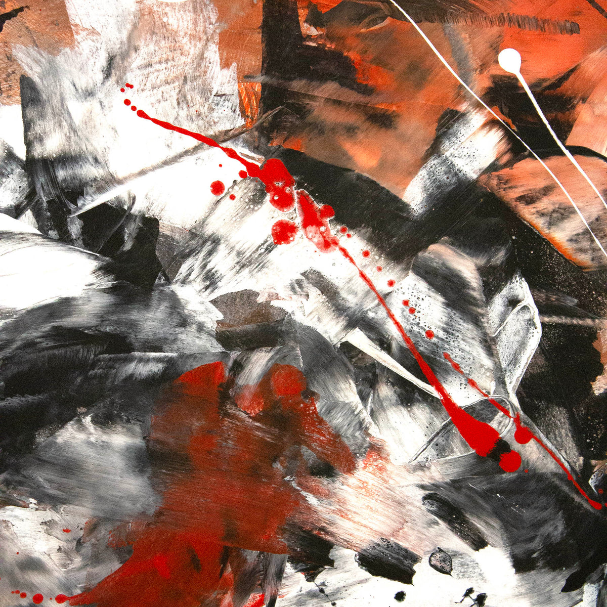 Expressive abstract painting for living room featuring powerful colour contrast