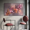 Fine art original abstract painting with soft smoky background and bold accents