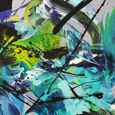 Emerald Echoes by Paresh Nrshinga, original abstract painting in cool tones