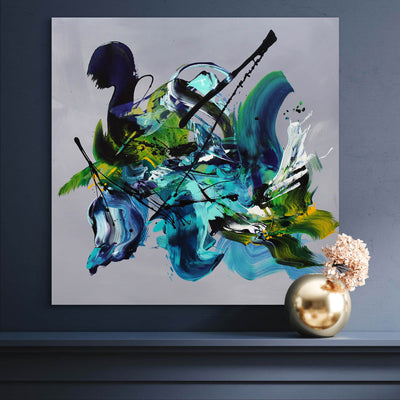 Emerald Echoes by Paresh Nrshinga, contemporary abstract painting on canvas