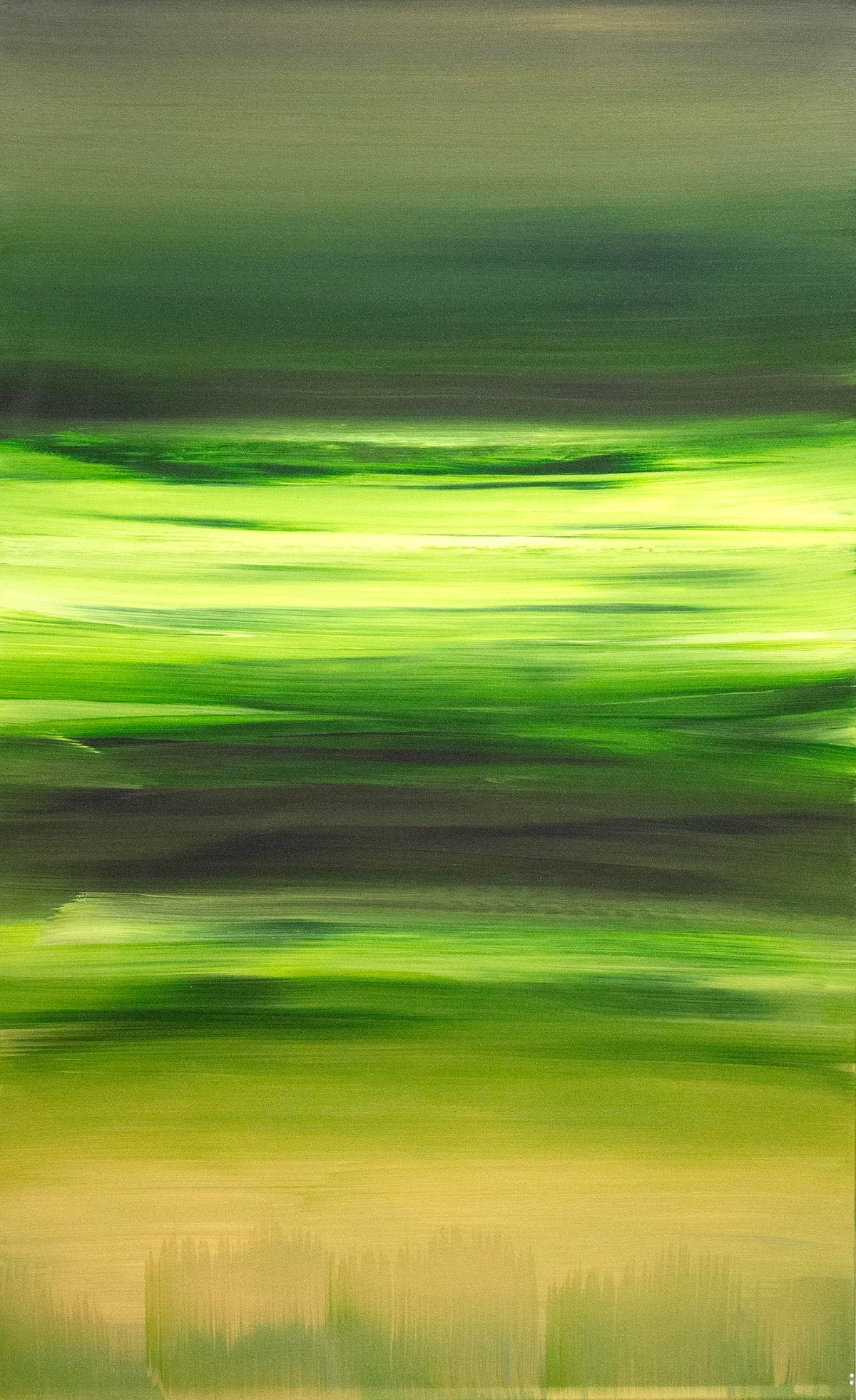 Fields Of Serenity by Paresh Nrshinga, green and olive abstract painting, original canvas view