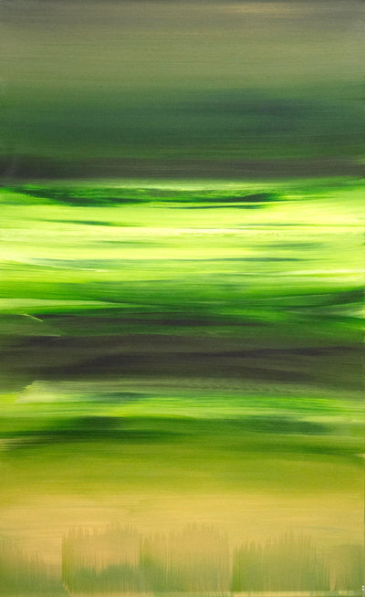 Fields Of Serenity by Paresh Nrshinga, green and olive abstract painting, original canvas view