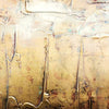 mixed media abstract paintings for sale, gold leaf abstract landscape collage, textureDelta Dawn (mixed media) 40”x40” - Paresh Nrshinga Abstract Art painting, gold brown artwork, 