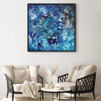 statement blue abstract artwork with fluid movementArt