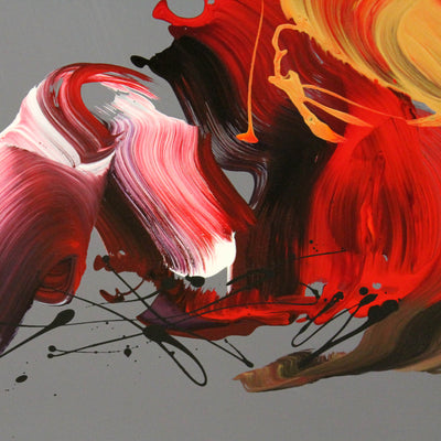 Fiery Symphony III by Paresh Nrshinga, original red and gold abstract painting