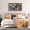 Vertical modern abstract wall art with metallic gold tones