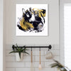 Modern wall art black and white abstract, gold accent canvas, framed painting